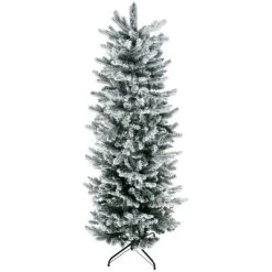 HOMCOM Artificial Christmas Tree Holiday Decoration with Snow Flocked Branches, Auto Open, Steel Base -Northlight Christmas Store GUEST b5cd44f1 d409 4519 9724 52456def059a