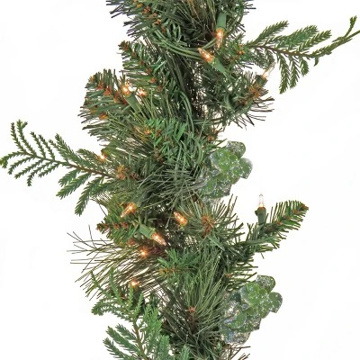 National Tree Company First Traditions 9ft Pre-Lit Christmas North Conway Garland with Pinecones, Clear LED Lights 4 National Tree Company First Traditions 9ft Pre-Lit Christmas North Conway Garland with Pinecones, Clear LED Lights - Image 2