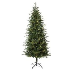 Haute Decor Haute Décor 6.5' Pre-Lit LED Slim Ashville Fir Artificial Christmas Tree Multicolor Lights