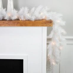 Northlight 9' x 14" Pre-Lit White Alaskan Pine Artificial Christmas Garland, Warm White LED Lights -Northlight Christmas Store GUEST b7234340 b835 4a7c b8df 6d79441fef0e