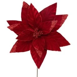 Northlight 24" Red Glittered Poinsettia Christmas Stem Spray -Northlight Christmas Store GUEST b731ce56 14a3 4882 8e1f 190eaad655d3