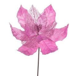Vickerman 11" Velvet and Glitter Mesh Poinsettia Flower on Steem -Northlight Christmas Store GUEST b7c6e06e 4d48 40d8 97fc 087f70954a85