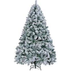 Yaheetech Pre-lit Flocked Artificial Christmas Tree Snow Frosted Christmas Tree