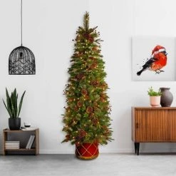6ft Pre-lit Slim Colonial Half Artificial Christmas Tree Clear Lights - National Tree Company
