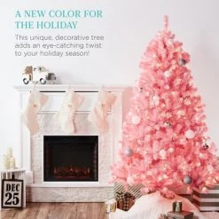 Best Choice Products Pre-Lit Pink Christmas Tree, Artificial Full Holiday Decoration w/ Branch Tips, Incandescent Lights -Northlight Christmas Store GUEST b80f17a6 e3b8 4351 8870 1517cdc48074
