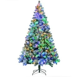 HOMCOM Prelit Artificial Christmas Tree Holiday Decoration with Snow-flocked Branches, Warm White or Colorful LED Lights -Northlight Christmas Store GUEST b82d9ae3 a2cf 405e 8593 310da69a1bc8