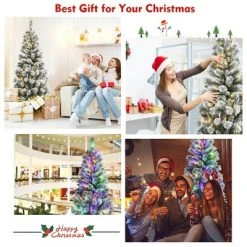 Costway 6FT Pre-Lit Hinged Christmas Tree Snow Flocked w/9 Modes Remote Control Lights -Northlight Christmas Store GUEST b84e0fd7 5e5a 489d 83d3 7f87d26b8d67