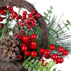 Northlight 15" Eucalyptus Pine and Berry Artificial Christmas Grapevine Basket