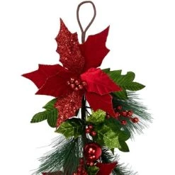 Northlight 48" Glittered Red Poinsettia and Long Pine Christmas Swag, Unlit -Northlight Christmas Store GUEST b8da7796 83b3 403c a281 449e3d42ead8