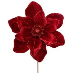Northlight 24" Red Velvet Glittered Magnolia Christmas Stem Spray -Northlight Christmas Store GUEST b91b9cb9 59ca 4808 8a47 96f73d8c1119