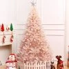 Costway 6ft/7ft Pink Christmas Tree Hinged Full Fir Tree Metal Season