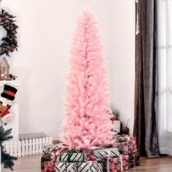 HOMCOM Tall Unlit Slim Douglas Fir Artificial Christmas Tree with Realistic Branches with Tips, Pink 12 HOMCOM Tall Unlit Slim Douglas Fir Artificial Christmas Tree with Realistic Branches with Tips, Pink -Northlight Christmas Store GUEST ba22c8bc 7943 45ce 99d3 3f966a50eb22