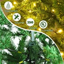 Costway 6Ft Pre-lit Artificial Pencil Christmas Tree Hinged Fir PVC Tree /250 LED Lights -Northlight Christmas Store GUEST bad3b2a2 eb21 4681 88a0 36915d34bdb1