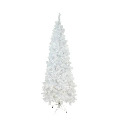 Northlight 6.5' Pre-Lit Pencil White Winston Pine Artificial Christmas Tree - Clear Lights 3 Northlight 6.5' Pre-Lit Pencil White Winston Pine Artificial Christmas Tree - Clear Lights