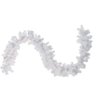 Northlight 9' x 12" Prelit White Crystal Spruce Artificial Christmas Garland - Clear Lights 3 Northlight 9' x 12" Prelit White Crystal Spruce Artificial Christmas Garland - Clear Lights