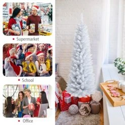 Tangkula Life-Like Slender White Christmas Tree Artificial Pencil Unlit Xmas Tree W/ Folding Metal Stand & Durable PVC -Northlight Christmas Store GUEST bb6b6ba2 4da1 4e24 944f f42d8a090d93