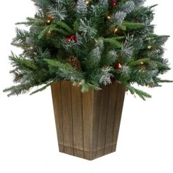 Northlight 4' Pre-Lit Frosted Mixed Berry Pine Artificial Christmas Tree in Pot - Clear Lights -Northlight Christmas Store GUEST bc06a20f cded 4b52 8a4d 5b18086527c4