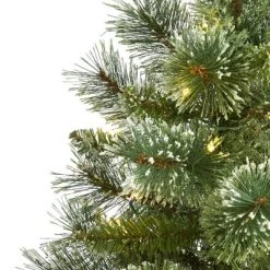 Nearly Natural Pre-Lit LED Slim Snow Flocked Tip Wisconsin Pine Artificial Christmas Tree Clear Lights