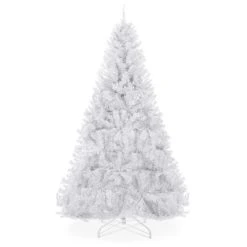 Best Choice Products Premium White Hinged Artificial Christmas Pine Tree w/ Branch Tips, Metal Base -Northlight Christmas Store GUEST bc938f73 1435 4195 b55d 4c601322cf77