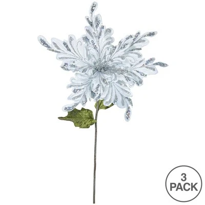 Vickerman 31", 15" Flower Velvet Poinsettia Aritificial Christmas Pick 4 Vickerman 31", 15" Flower Velvet Poinsettia Aritificial Christmas Pick - Image 2