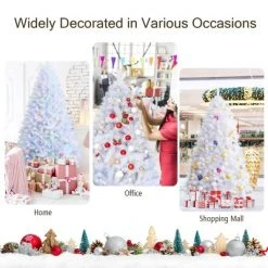 Costway 7ft White Iridescent Tinsel Artificial Christmas Tree with 1156 Branch Tips -Northlight Christmas Store GUEST bd1a3112 1925 4af0 ade3 3fd3edad835d