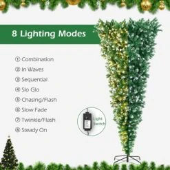 Tangkula 7.5FT Pre-lit Upside Down Christmas Tree, Artificial Tree w/400 Warm White LED Lights & 8 Lighting Modes, Snowy Inverted Christmas Tree -Northlight Christmas Store GUEST bd821a52 aa82 40ed bb36 dabbc77f8e9a