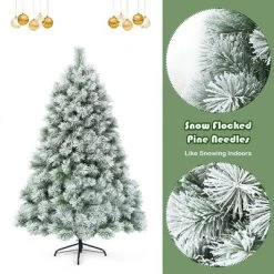 Costway 6ft or 7ft Premium Hinged Artificial Christmas Tree Snowy Pine Needles -Northlight Christmas Store GUEST bdf85f1e 4682 4cdc 8316 08b5ba76a890