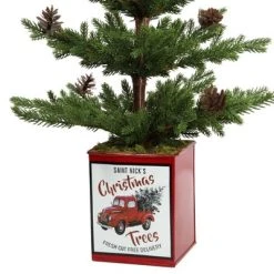 Haute Decor Haute Décor 24" Unlit Pine Artificial Christmas Tree with Pinecones in Painted Metal Pot