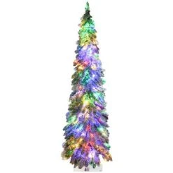 HOMCOM Pencil Prelit Artificial Christmas Tree Holiday Decoration with Snow-flocked Downswept Branches, Warm White or Colorful LED Lights -Northlight Christmas Store GUEST bf88accc bf23 4b7e a080 a6d9b2855a85