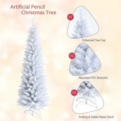 Costway 6ft Unlit Artificial Slim Pencil Christmas Tree with Metal Stand White -Northlight Christmas Store GUEST bfe337ed 80c4 4b32 b456 6058139ed415