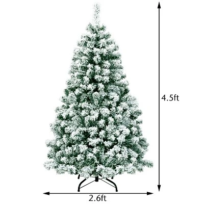 Tangkula Pre-lit Artificial Hinged Christmas Pine Tree Snow Flocked Decoration Tree 5 Tangkula Pre-lit Artificial Hinged Christmas Pine Tree Snow Flocked Decoration Tree - Image 3