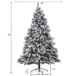 LuxenHome 7ft Pre-Lit LED Artificial Flocked Full Pine Christmas Tree with Pine Cones -Northlight Christmas Store GUEST c0a7d000 85a1 47c6 b1aa 06a8eb5ee71f