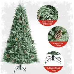 Tangkula 8 Ft Artificial Christmas Tree Mixed PE & PVC Xmas Tree Office and Party Festival Holiday Decor Green -Northlight Christmas Store GUEST c0f6689c fec5 448c b37c 0e63c405f47b