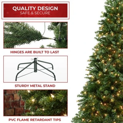 Casafield Pre-Lit Artificial Green Spruce Christmas Tree with Metal Stand 6 Casafield Pre-Lit Artificial Green Spruce Christmas Tree with Metal Stand - Image 4