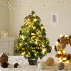 Tangkula 2ft Pre-lit Tabletop Christmas Tree Mini Artificial Evergreen Christmas Tree with Timer & Rich Ornaments -Northlight Christmas Store GUEST c1808852 715a 4480 b8e3 18431d9a0d3c