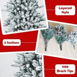 Tangkula 7ft Snow Flocked Fir Artificial Christmas Tree Hinged Decoration Pine Tree -Northlight Christmas Store GUEST c18436ba 5d9d 47f9 9efb 84d4b8a8bc12