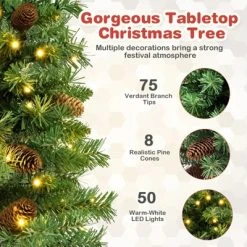 Costway 25" Pre-Lit Artificial Mini Christmas Tree w/ Pine Cones 50 LED Lights & 8 Modes -Northlight Christmas Store GUEST c1df64c6 fa6a 4dce 88f2 a2731310293c