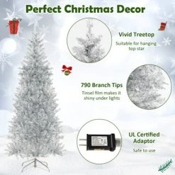 Tangkula 6/7 FT Pre-lit Artificial Christmas Tree Hinged Xmas Pencil Tree with 790/1030 Branch Tips 300/400 Warm White LED Lights -Northlight Christmas Store GUEST c1df9193 f837 481f b12b c9b1d86411cc