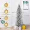 Tangkula 6'Silver Slim Pencil Tree Tinsel Unlit Christmas Tree Artificial 520 Branch Tip -Northlight Christmas Store GUEST c1f8fe28 969d 4bd9 8097 b029b56bffd8