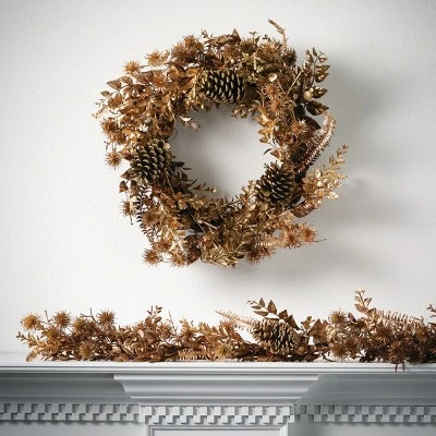 45"L Sullivans Burnished Gold Foliage Garland, Gold Christmas Garland 4 45"L Sullivans Burnished Gold Foliage Garland, Gold Christmas Garland - Image 2