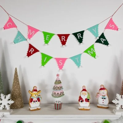 Northlight 45" Multi "Merry Christmas" Triangles Banner Garland - Unlit 4 Northlight 45" Multi "Merry Christmas" Triangles Banner Garland - Unlit - Image 2