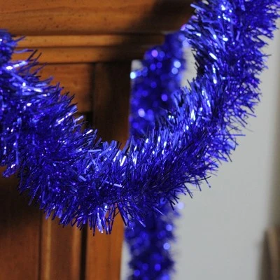 Northlight 50' x 2.5" Unlit Shiny Lavish Blue Foil Tinsel Christmas and Hanukkah Garland 3 Northlight 50' x 2.5" Unlit Shiny Lavish Blue Foil Tinsel Christmas and Hanukkah Garland