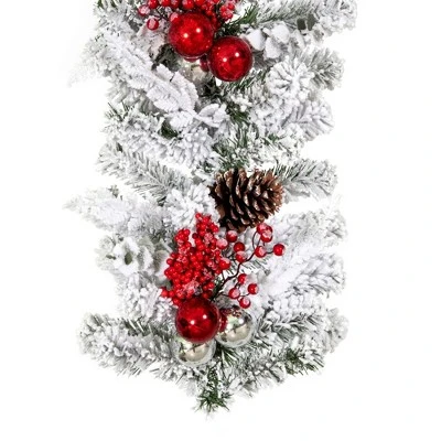 Vickerman Flocked Red and Silver Artificial Garlands 8 Vickerman Flocked Red and Silver Artificial Garlands - Image 6