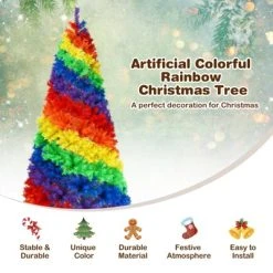 Tangkula 7FT Artificial Hinged Christmas Tree Colorful Rainbow Full Fir Xmas Tree with 1213 Branch Tips -Northlight Christmas Store GUEST c4a56474 78f6 42c4 b0e0 209f869957a7