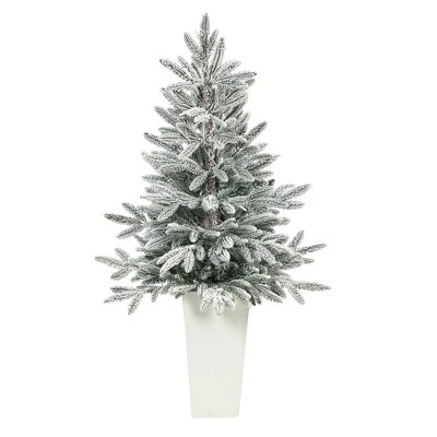 Nearly Natural 44-in Flocked Manchester Spruce Artificial Christmas Tree with 50 Lights and 133 Bendable Branches in White Planter 4 Nearly Natural 44-in Flocked Manchester Spruce Artificial Christmas Tree with 50 Lights and 133 Bendable Branches in White Planter - Image 2