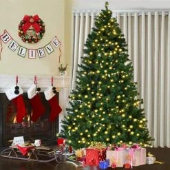 Tangkula 8'Pre-Lit Artificial Christmas Tree w/ 1438 PVC Hinged Tips and 430 LED Lights 11 Tangkula 8'Pre-Lit Artificial Christmas Tree w/ 1438 PVC Hinged Tips and 430 LED Lights -Northlight Christmas Store GUEST c528e906 5442 4dc1 b036 169106e4903e