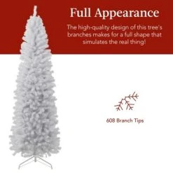 Best Choice Products White Artificial Holiday Christmas Pencil Tree w/ Metal Base -Northlight Christmas Store GUEST c53332c8 7bae 43e6 9e98 d889d7c76435