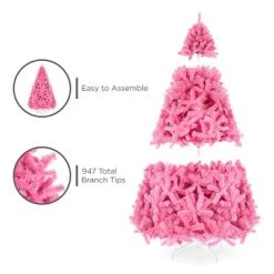 Best Choice Products Artificial Pink Christmas Full Tree Festive Holiday Decoration w/ Stand -Northlight Christmas Store GUEST c582951a 2514 4217 a68b 0144f7b45243