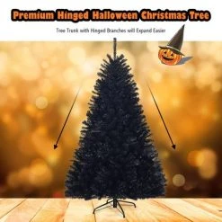 Costway 7.5Ft or 6Ft Hinged Artificial Halloween Christmas Tree Full Tree with Metal Stand Black -Northlight Christmas Store GUEST c5b72dd3 a6dd 46cc 998b b39a05612d0b