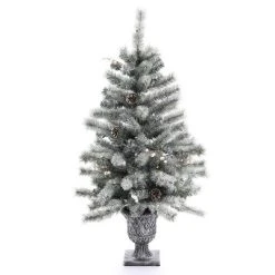 LuxenHome Set of 2 4Ft Pre-Lit LED Artificial Flocked Pine Christmas Tree with Pine Cones and Urn Pot -Northlight Christmas Store GUEST c5cfaf1b 8e06 40c1 9bc2 ecbd51ed6ae4